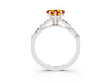 White gold Heart Cut Citrine Solitaire with Side Baguettes and Channel Set Band_3