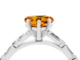 White gold Heart Cut Citrine Solitaire with Side Baguettes and Channel Set Band_4