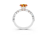 White gold Heart Cut Citrine Solitaire with Side Stones on a Pavé Band and Four-Prong Setting_3