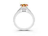 White gold Heart Cut Citrine Split Shank Engagement Ring with Pavé Band_3
