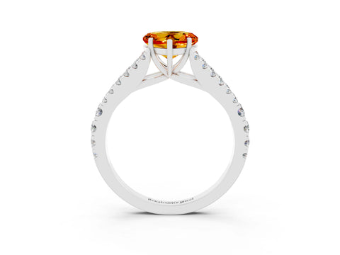 White gold Heart Cut Citrine Split Shank Pavé Engagement Ring with Four-Prong Setting_15