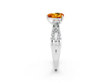White gold Heart Cut Citrine Three-Stone Ring with Pavé Split Shank and Four-Prong Setting_2