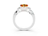 White gold Heart Cut Citrine Three-Stone Ring with Pavé Split Shank and Four-Prong Setting_3