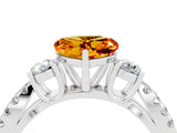 White gold Heart Cut Citrine Three-Stone Ring with Pavé Split Shank and Four-Prong Setting_4
