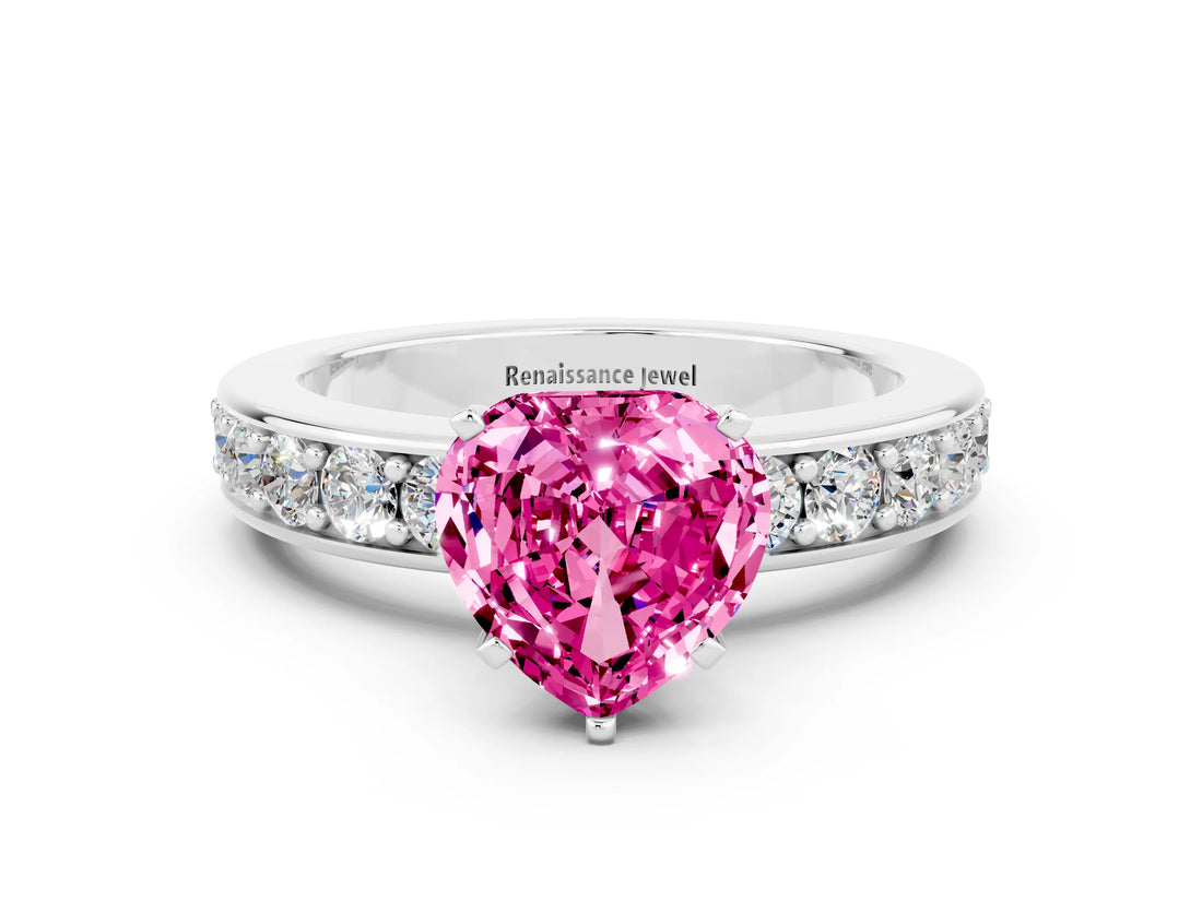 White gold Heart Cut Cut Channel Set Diamond Engagement Ring with Four-Prong Setting_11