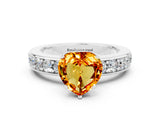White gold Heart Cut Cut Channel Set Diamond Engagement Ring with Four-Prong Setting
