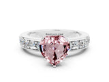 White gold Heart Cut Cut Channel Set Diamond Engagement Ring with Four-Prong Setting