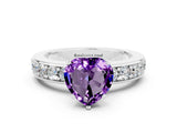 White gold Heart Cut Cut Channel Set Diamond Engagement Ring with Four-Prong Setting