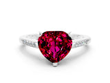 White gold Heart Cut Cut Channel Set Solitaire Engagement Ring with Four-Prong Setting