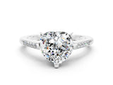 White gold Heart Cut Cut Channel Set Solitaire Engagement Ring with Four-Prong Setting