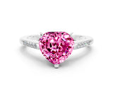 White gold Heart Cut Cut Channel Set Solitaire Engagement Ring with Four-Prong Setting