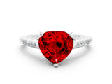 White gold Heart Cut Cut Channel Set Solitaire Engagement Ring with Four-Prong Setting