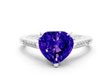 White gold Heart Cut Cut Channel Set Solitaire Engagement Ring with Four-Prong Setting