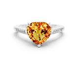 White gold Heart Cut Cut Channel Set Solitaire Engagement Ring with Four-Prong Setting