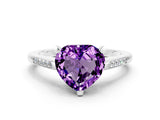 White gold Heart Cut Cut Channel Set Solitaire Engagement Ring with Four-Prong Setting