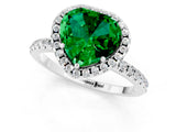 White gold Heart Cut Cut Diamond Floral Halo Engagement Ring with Pavé Band and Prong Setting_1
