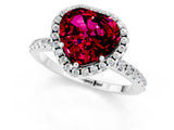 White gold Heart Cut Cut Diamond Floral Halo Engagement Ring with Pavé Band and Prong Setting_1