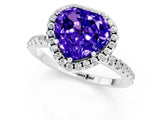 White gold Heart Cut Cut Diamond Floral Halo Engagement Ring with Pavé Band and Prong Setting_1