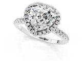 White gold Heart Cut Cut Diamond Floral Halo Engagement Ring with Pavé Band and Prong Setting_1