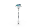 White gold Heart Cut Cut Diamond Floral Halo Engagement Ring with Pavé Band and Prong Setting_2