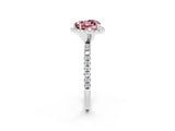 White gold Heart Cut Cut Diamond Floral Halo Engagement Ring with Pavé Band and Prong Setting_2