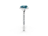 White gold Heart Cut Cut Diamond Floral Halo Engagement Ring with Pavé Band and Prong Setting_2
