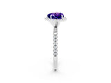 White gold Heart Cut Cut Diamond Floral Halo Engagement Ring with Pavé Band and Prong Setting_2