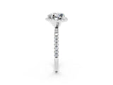 White gold Heart Cut Cut Diamond Floral Halo Engagement Ring with Pavé Band and Prong Setting_2