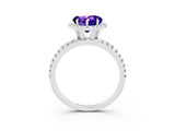 White gold Heart Cut Cut Diamond Floral Halo Engagement Ring with Pavé Band and Prong Setting_3
