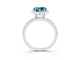 White gold Heart Cut Cut Diamond Floral Halo Engagement Ring with Pavé Band and Prong Setting_3