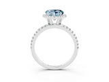White gold Heart Cut Cut Diamond Floral Halo Engagement Ring with Pavé Band and Prong Setting_3
