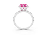 White gold Heart Cut Cut Diamond Floral Halo Engagement Ring with Pavé Band and Prong Setting_3