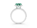 White gold Heart Cut Cut Diamond Floral Halo Engagement Ring with Pavé Band and Prong Setting_3