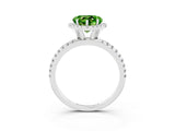 White gold Heart Cut Cut Diamond Floral Halo Engagement Ring with Pavé Band and Prong Setting_3