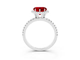 White gold Heart Cut Cut Diamond Floral Halo Engagement Ring with Pavé Band and Prong Setting_3