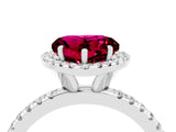White gold Heart Cut Cut Diamond Floral Halo Engagement Ring with Pavé Band and Prong Setting_4