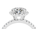 White gold Heart Cut Cut Diamond Floral Halo Engagement Ring with Pavé Band and Prong Setting_4