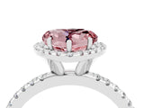 White gold Heart Cut Cut Diamond Floral Halo Engagement Ring with Pavé Band and Prong Setting_4