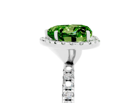 White gold Heart Cut Cut Diamond Floral Halo Engagement Ring with Pavé Band and Prong Setting_5