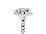 White gold Heart Cut Cut Diamond Floral Halo Engagement Ring with Pavé Band and Prong Setting_5