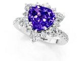 White gold Heart Cut Cut Diamond Floral Halo Pave Band with Prong Setting_1