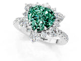 White gold Heart Cut Cut Diamond Floral Halo Pave Band with Prong Setting_1