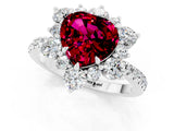 White gold Heart Cut Cut Diamond Floral Halo Pave Band with Prong Setting_1