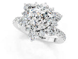 White gold Heart Cut Cut Diamond Floral Halo Pave Band with Prong Setting_1
