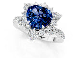 White gold Heart Cut Cut Diamond Floral Halo Pave Band with Prong Setting_1