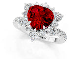 White gold Heart Cut Cut Diamond Floral Halo Pave Band with Prong Setting_1