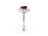 White gold Heart Cut Cut Diamond Floral Halo Pave Band with Prong Setting_2