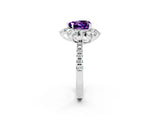 White gold Heart Cut Cut Diamond Floral Halo Pave Band with Prong Setting_2