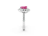 White gold Heart Cut Cut Diamond Floral Halo Pave Band with Prong Setting_2