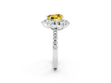 White gold Heart Cut Cut Diamond Floral Halo Pave Band with Prong Setting_2